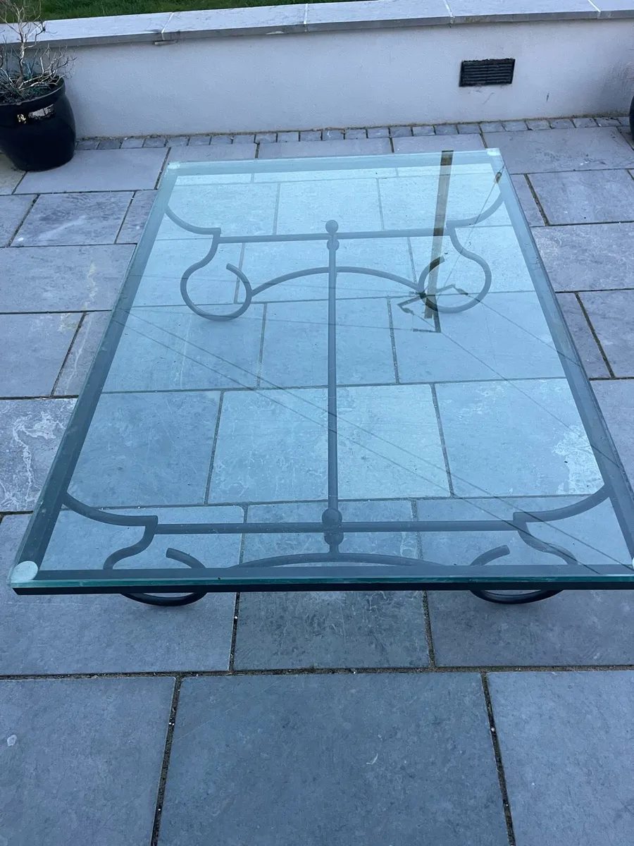 Free - Large Glass Topped Metal Coffee Table - Image 2