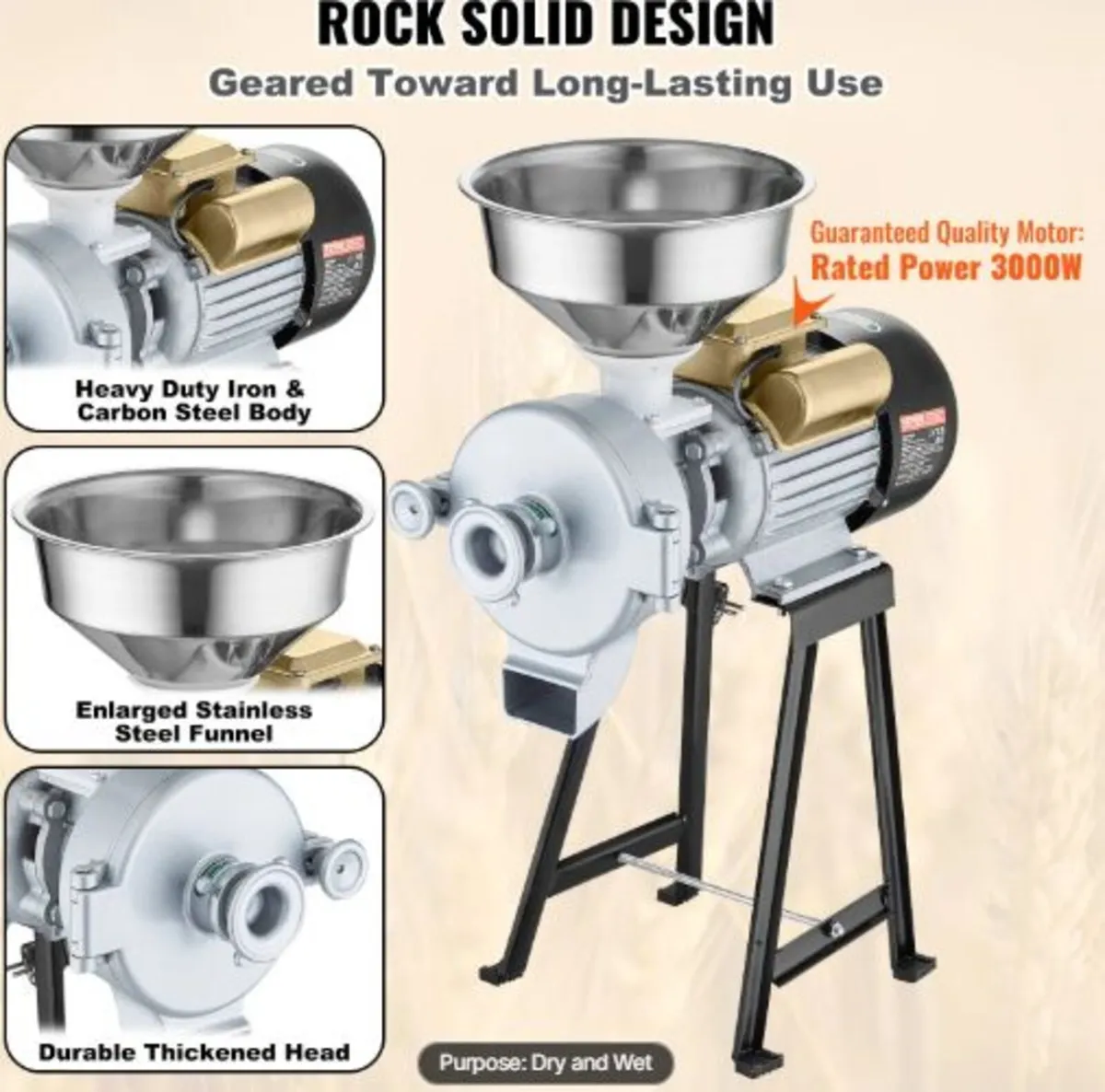 Electric Grain Mill Grinder, 3000W Spice Grinders - Image 3