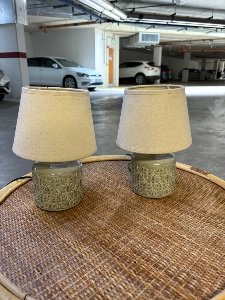 Pair of Bedside Table Lamps with Shades - Image 1