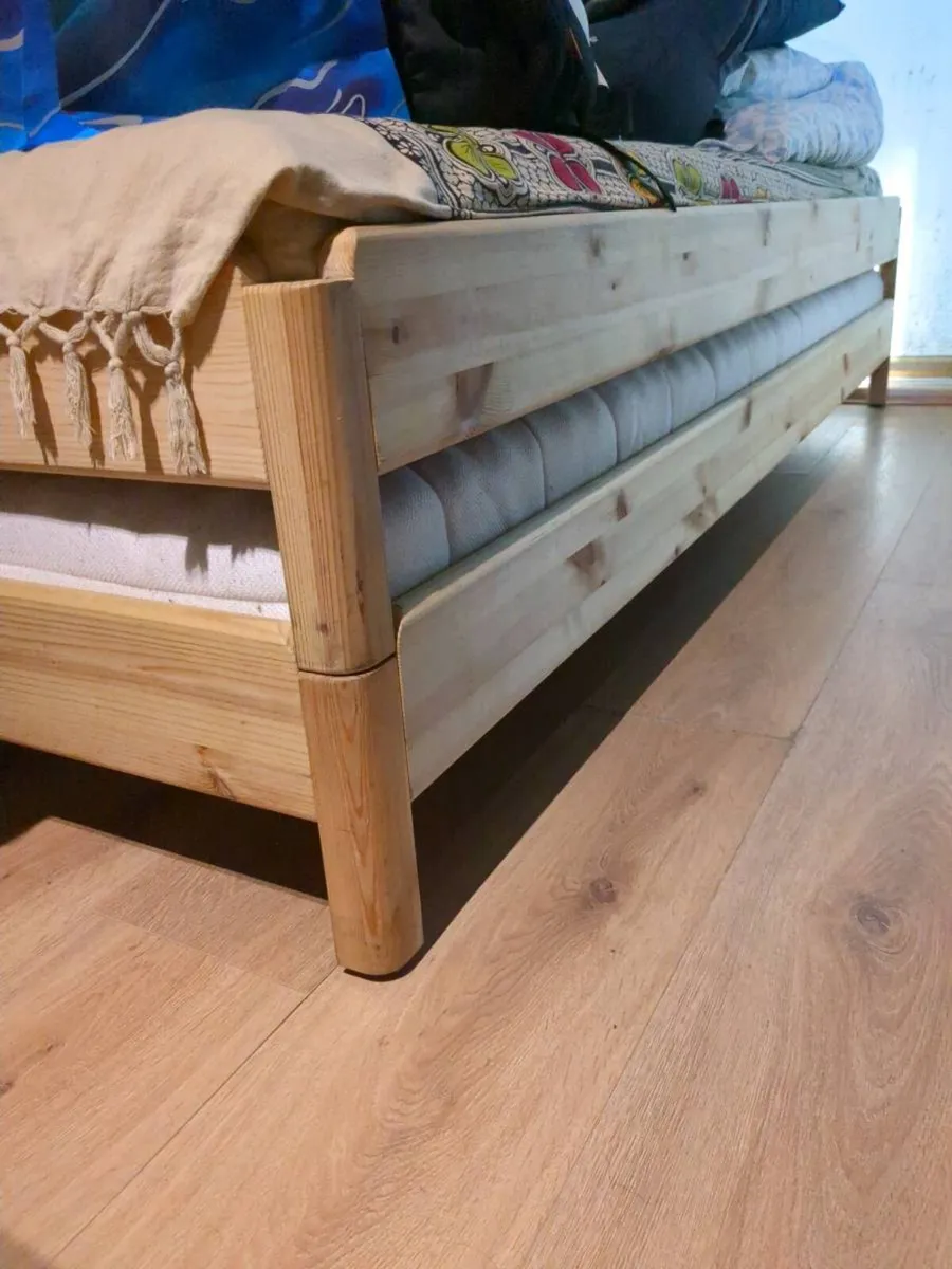 UTÅKER
Stackable bed with 2 mattresses, pine/Åfjäl - Image 1