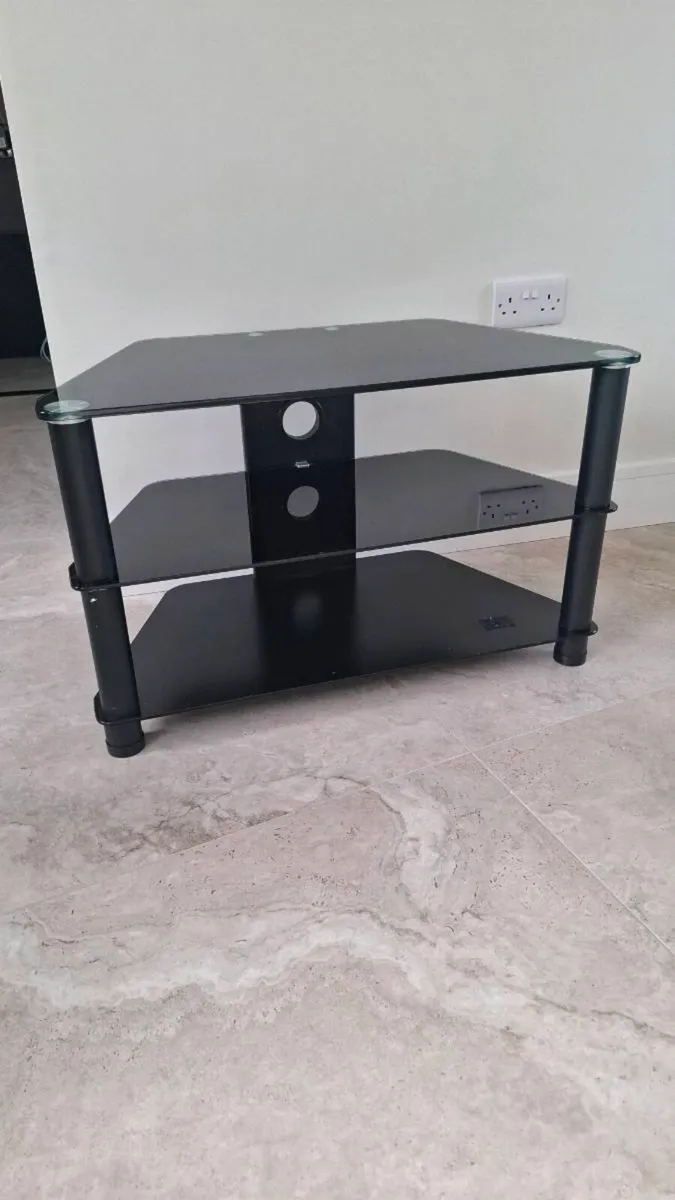 Black Glass Television Stand - Image 1