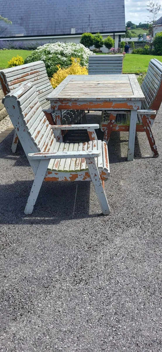 Wooden Garden Table and chair set - Image 4