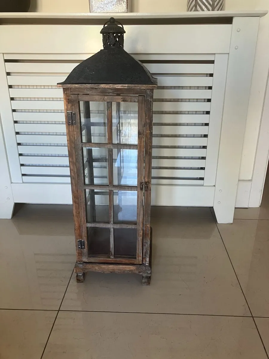 Floor Standing Rustic Wooden Candle Holder - Image 1