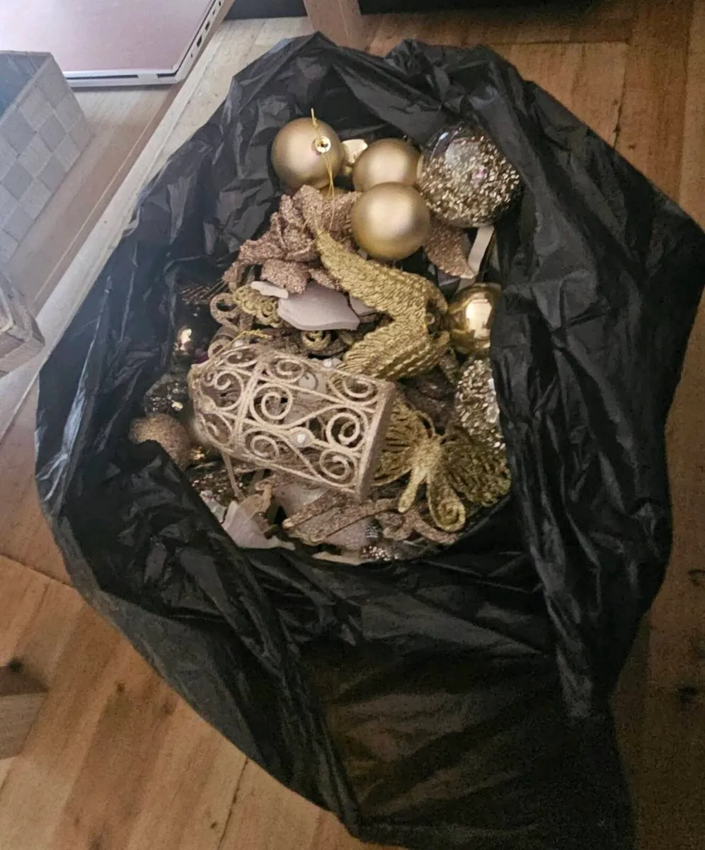 Black Sack of Christmas Decs - Image 1