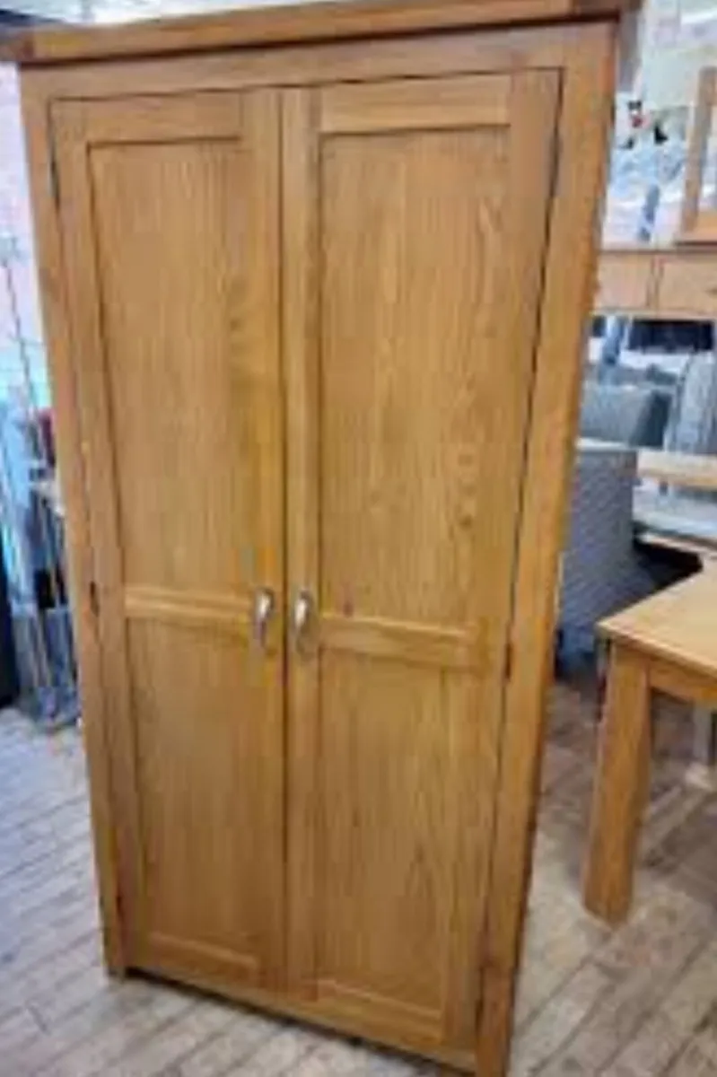 Solid oak double door wardrobe