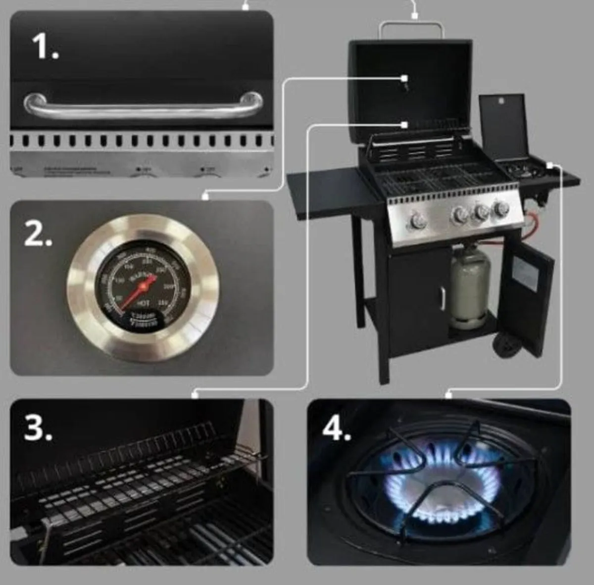 Dakar Black 3+1 Gas BBQ Station - Image 2