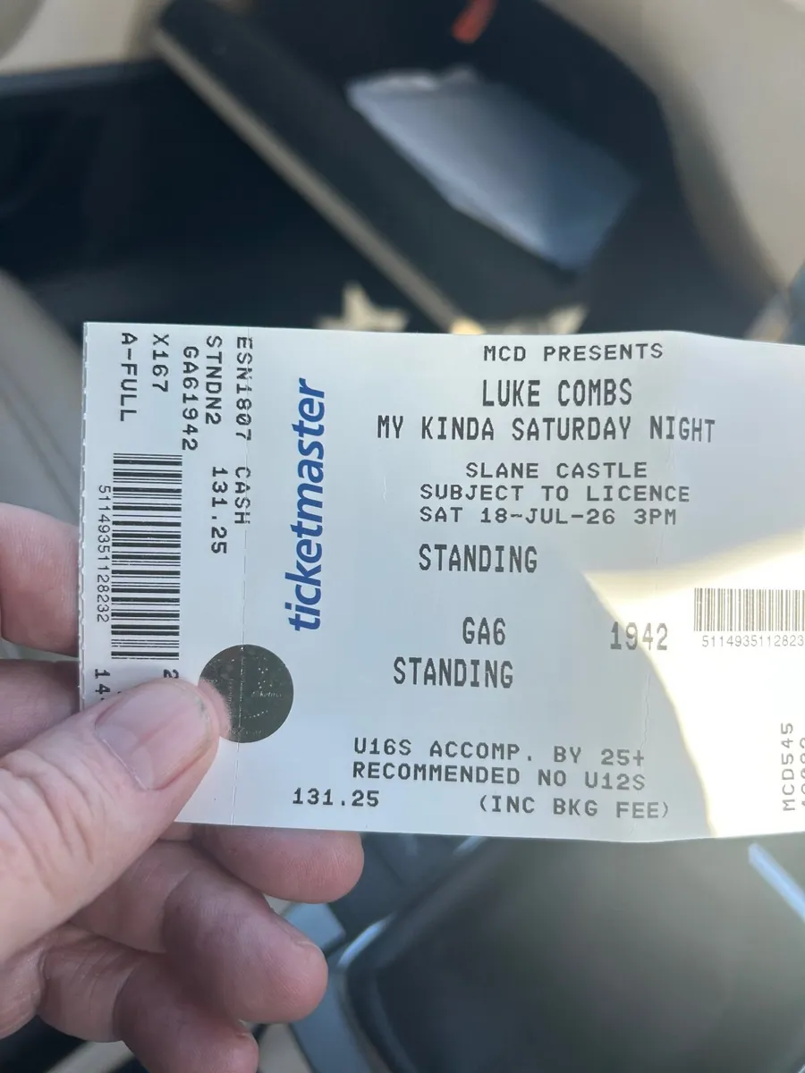 3 Luke combs tickets for Saturday the 18th July - Image 1