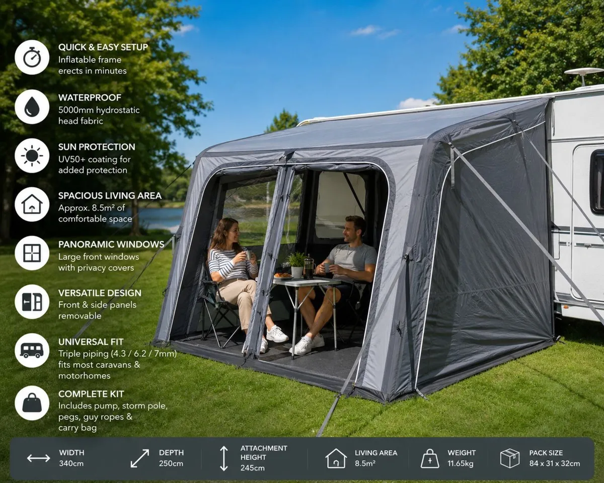 Inflatable caravan awning 340cm x 250cm - Image 1