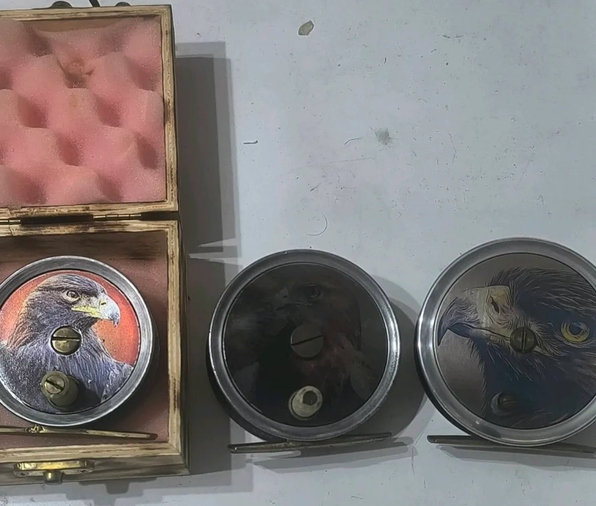 Set of 3 custom reels 1930s Allcocks black night - Image 1