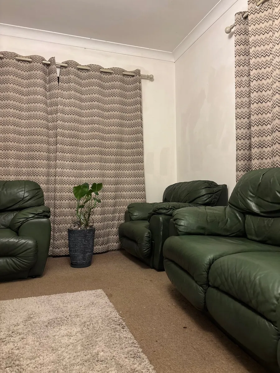 3-Seater Leather Sofa + 3 Matching Armchairs - Image 1