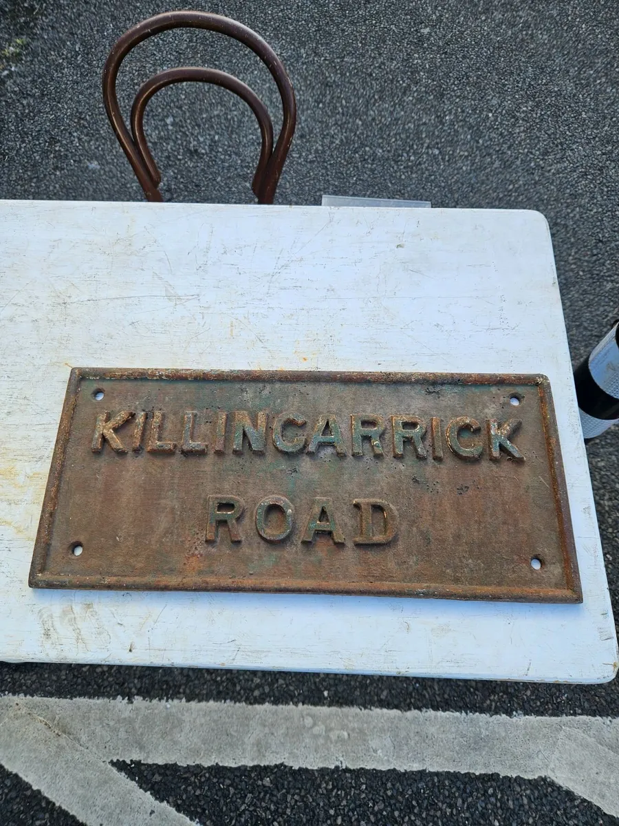 Vintage Cast Iron Road Sign Killincarrick - Image 1