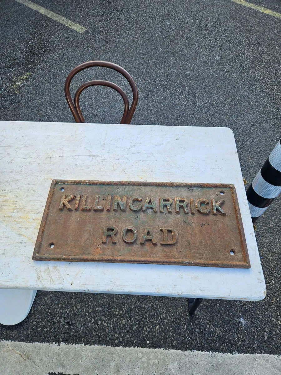 Vintage Cast Iron Road Sign Killincarrick - Image 2