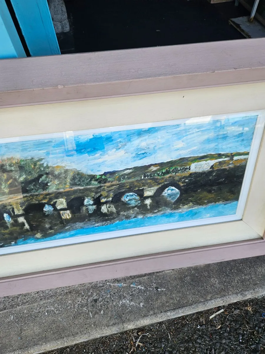 Picture Oil on Canvas Board The Bridge Wicklow Tow - Image 2