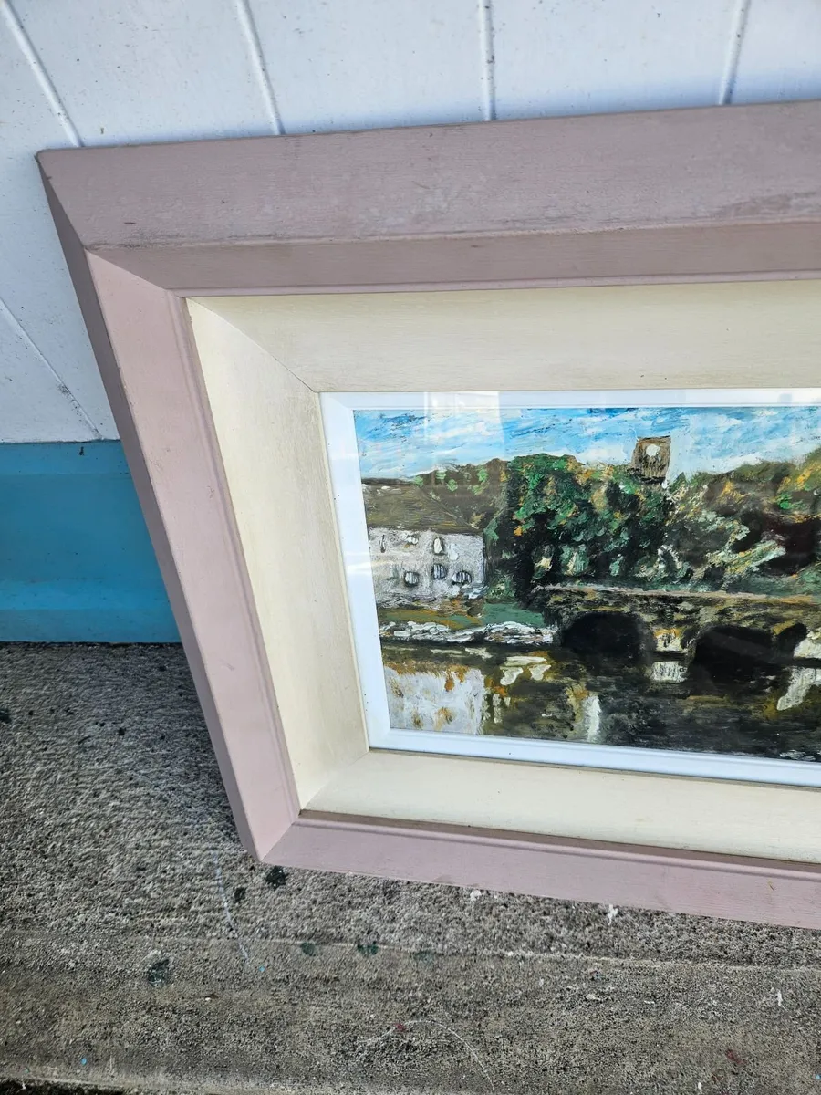 Picture Oil on Canvas Board The Bridge Wicklow Tow - Image 4