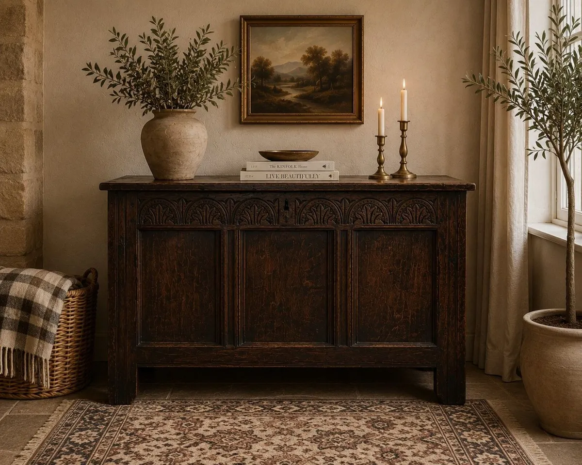 18th Century Style Carved Oak Coffer