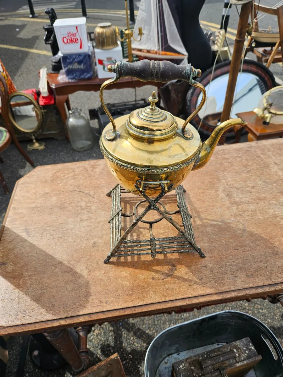 Vintage Brass Spirit Kettle and Stand - Image 4