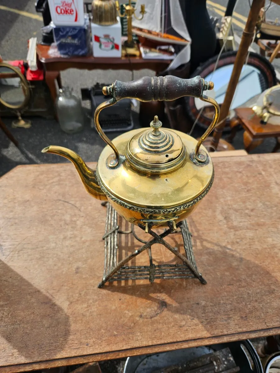 Vintage Brass Spirit Kettle and Stand - Image 3