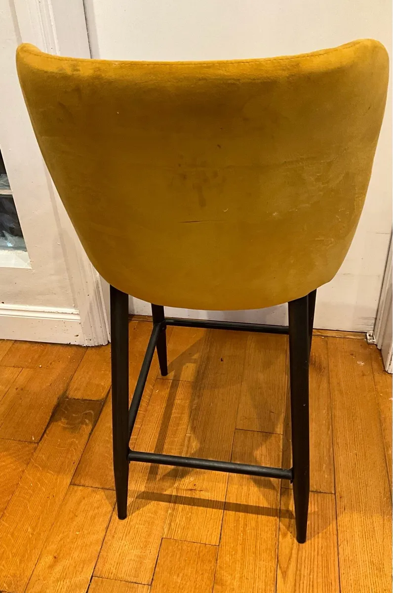 Velvet Yellow/Mustard  Quilted Stool/High Chair - Image 4