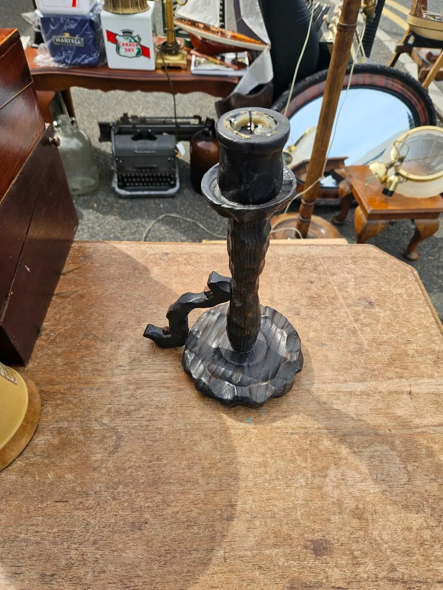 Handcarved Wooden Candle Stick - Image 3