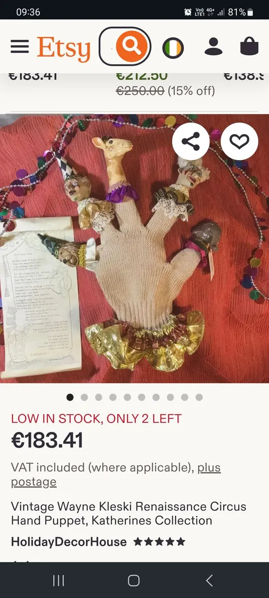 Katherine's Collection Rare Circus handpuppet - Image 4