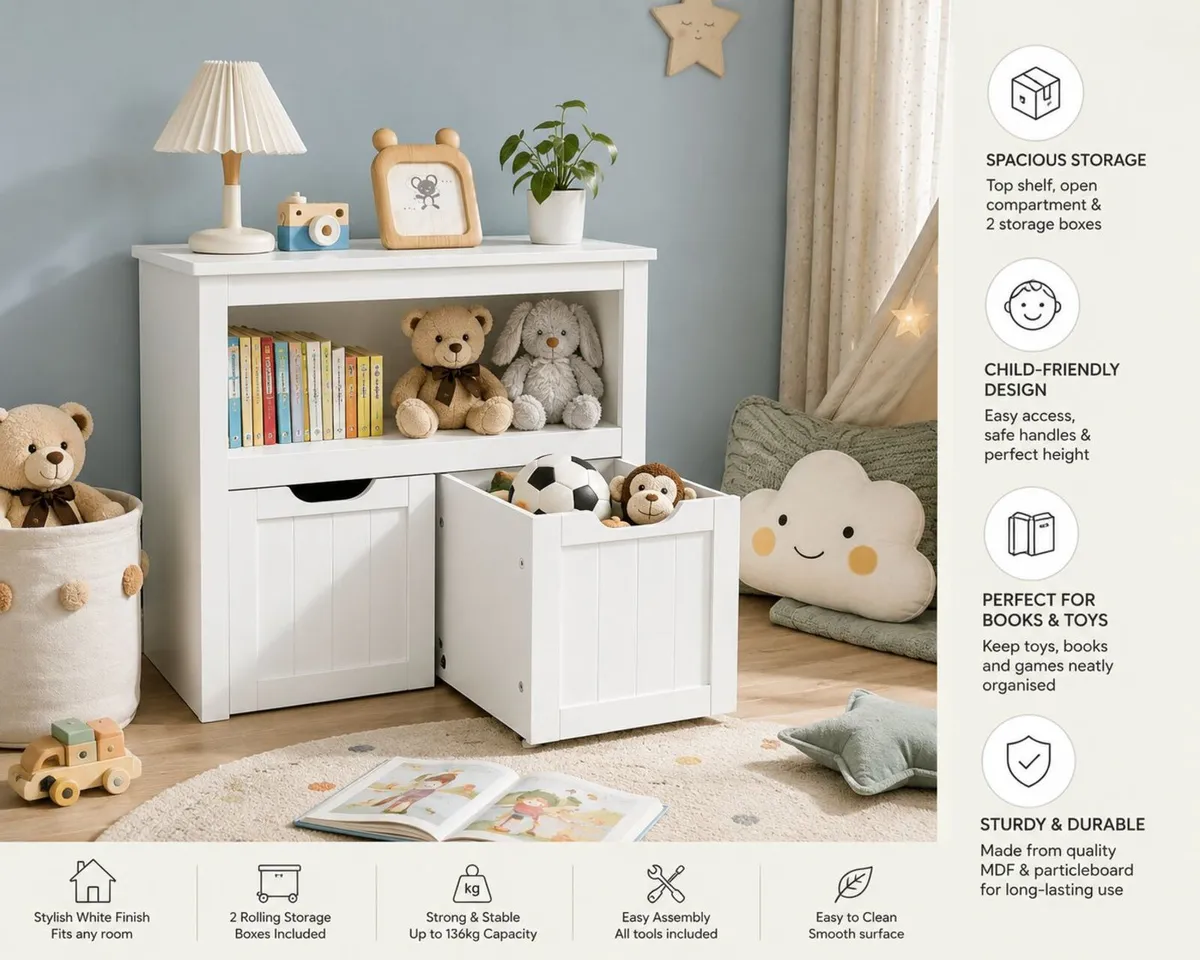 Kids Bookcase & Toy Storage Unit with Pull-Out Sto - Image 2