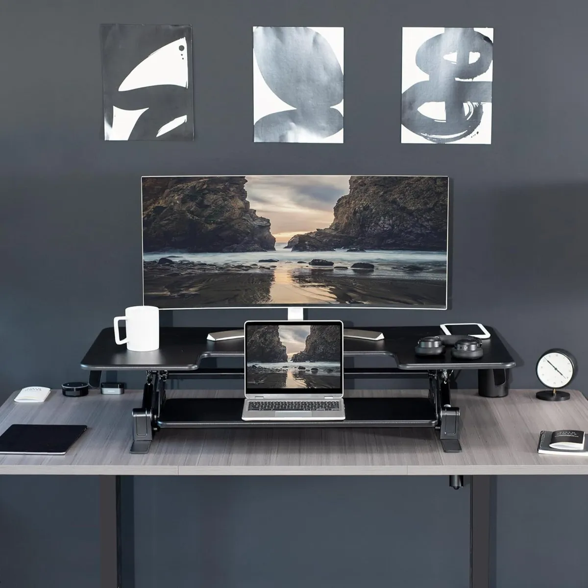 VIVO 122cm Height Adjustable Large Stand Up Desk - Image 3