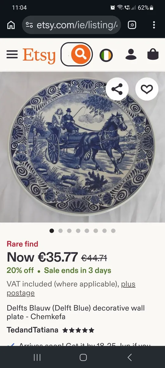 Delft Blauw (blue) decorative Chemkefa plate - Image 3