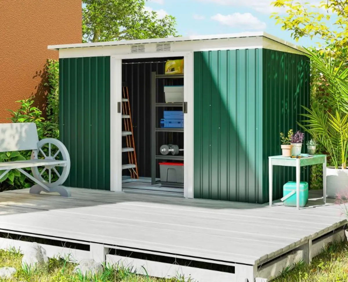 4ft x 9ft Steel Garden Tool Shed - Image 1