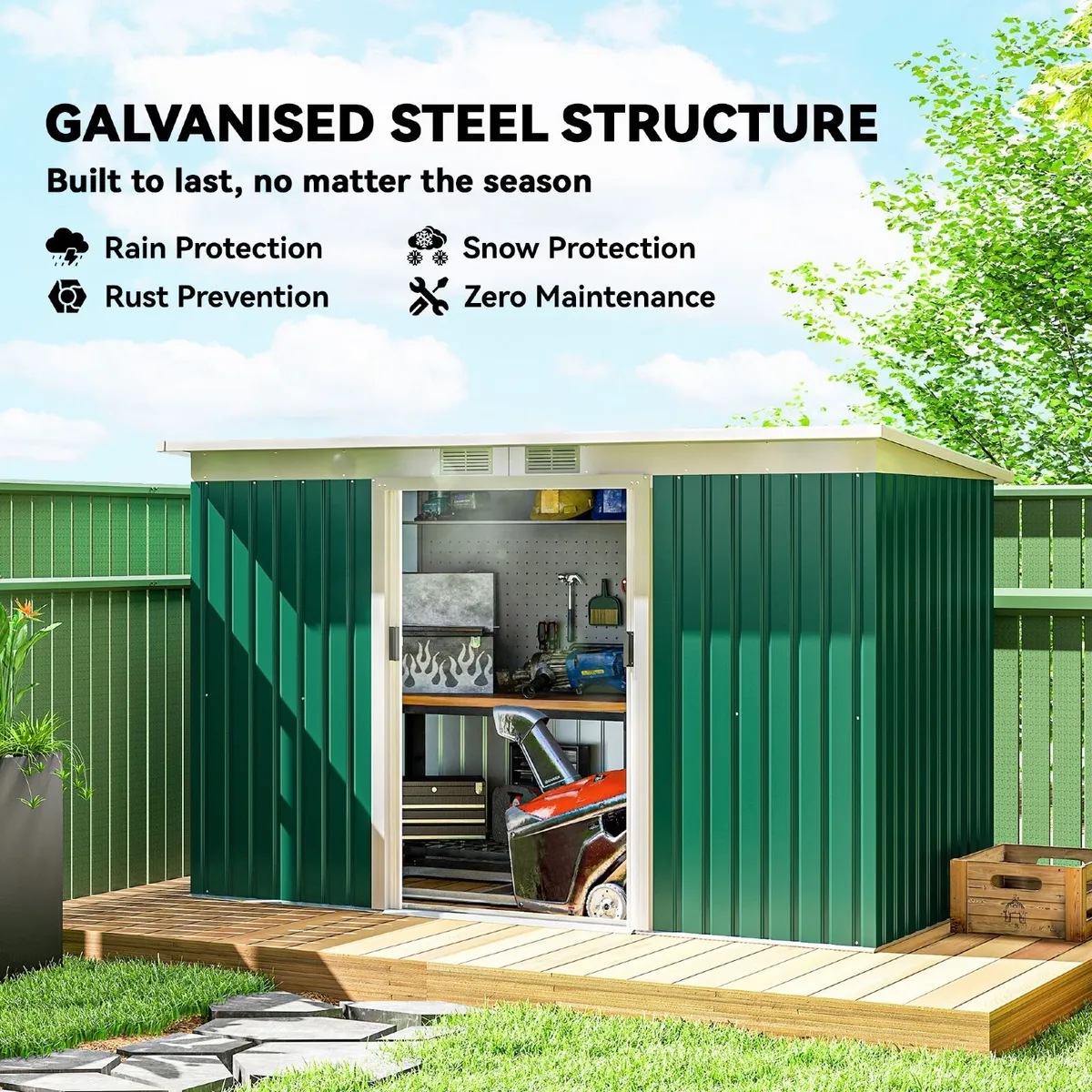 4ft x 9ft Steel Garden Tool Shed - Image 3