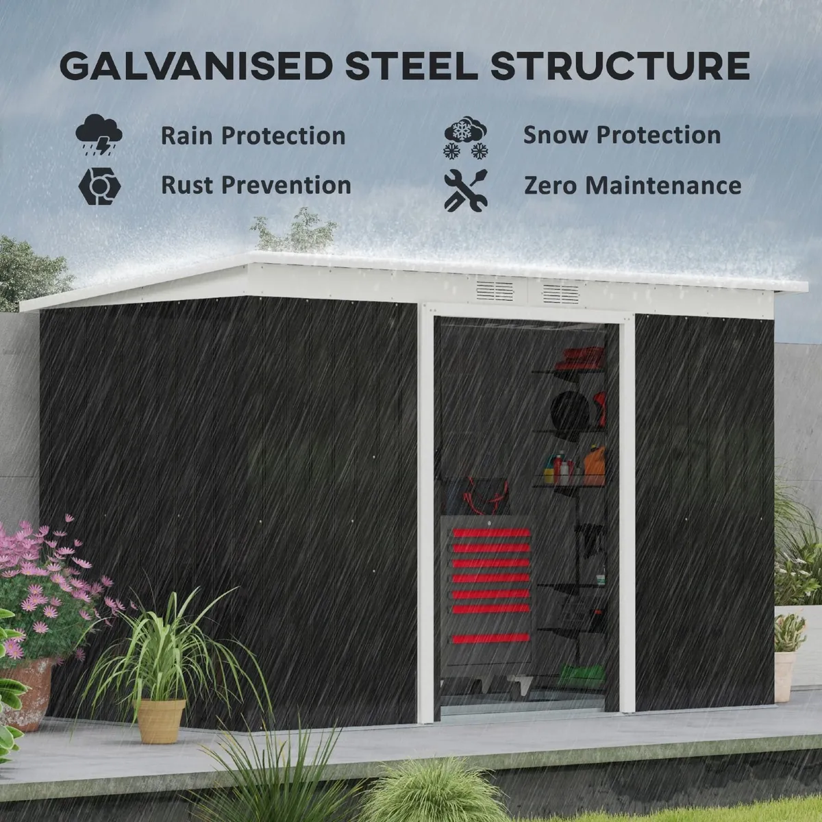 9' x 4' Metal Garden Storage Shed - Image 3