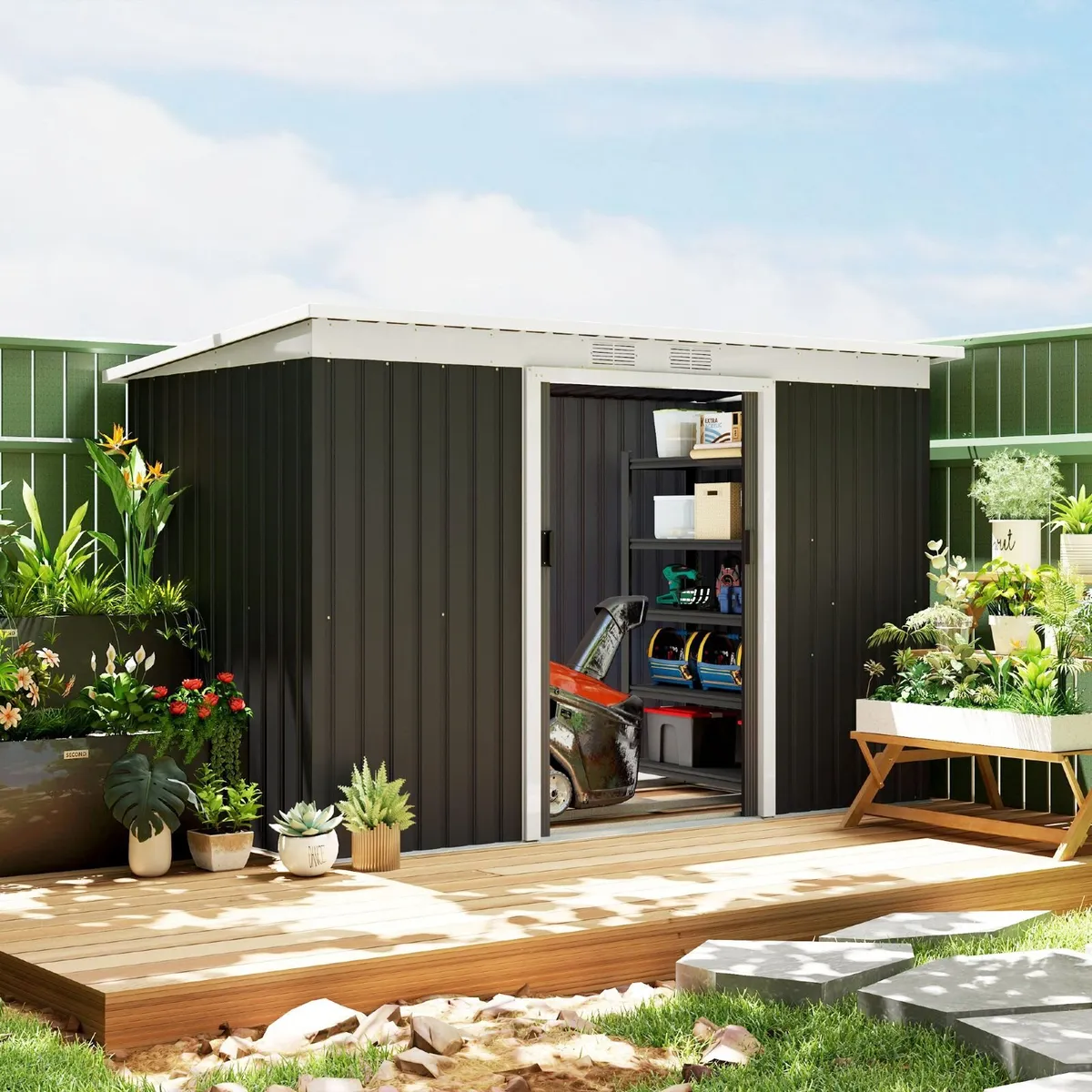 9' x 4' Metal Garden Storage Shed - Image 1