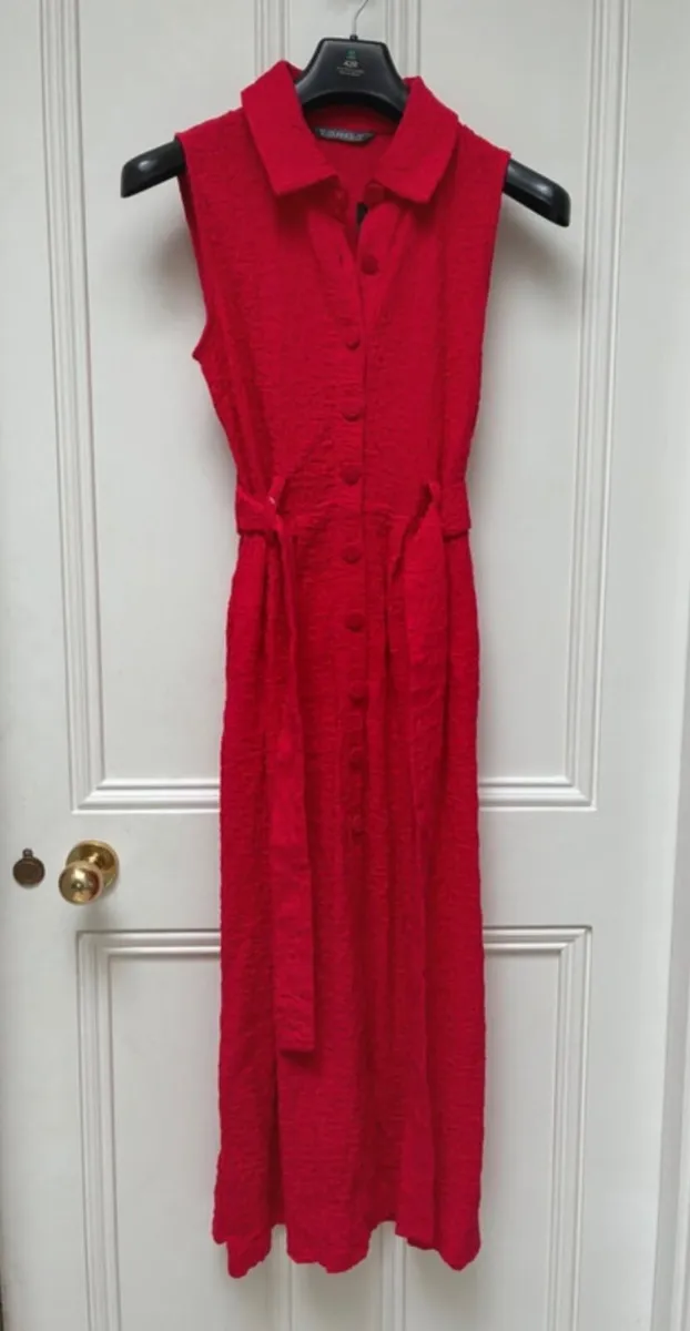 NEW Red Textured Summer Dress XS - Image 2