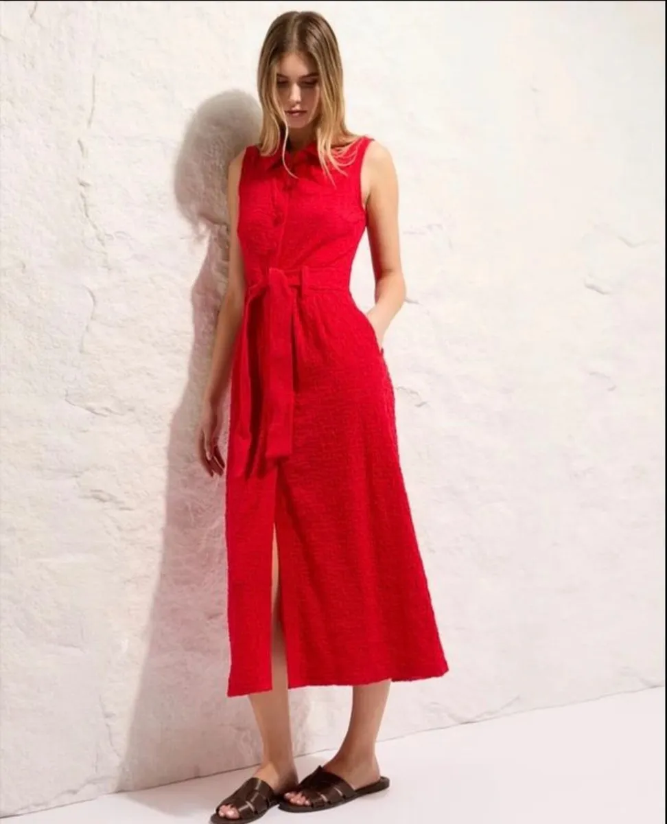 NEW Red Textured Summer Dress XS - Image 1