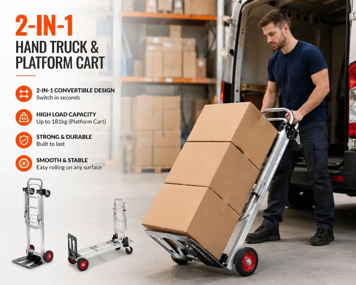 Aluminum Hand Truck 2 in 1 Heavy Duty 181kg - Image 2