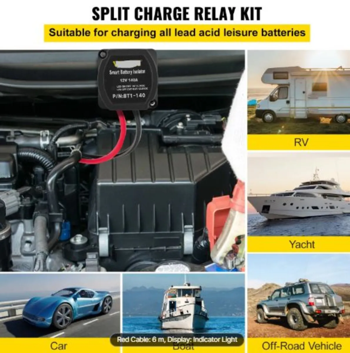 Split Charge Relay Kit, 6mtr 12V, Automatic Dual - Image 2