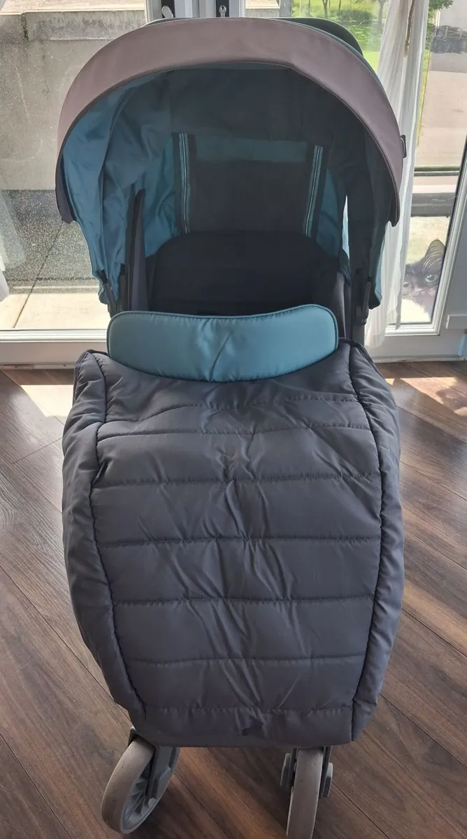 Baby Moody Stroller – Aqua & Grey - Image 3