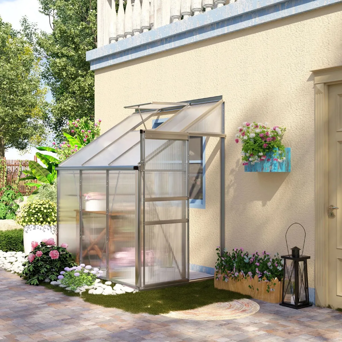 Polycarbonate Greenhouse Aluminium 6 x 4ft - Image 1
