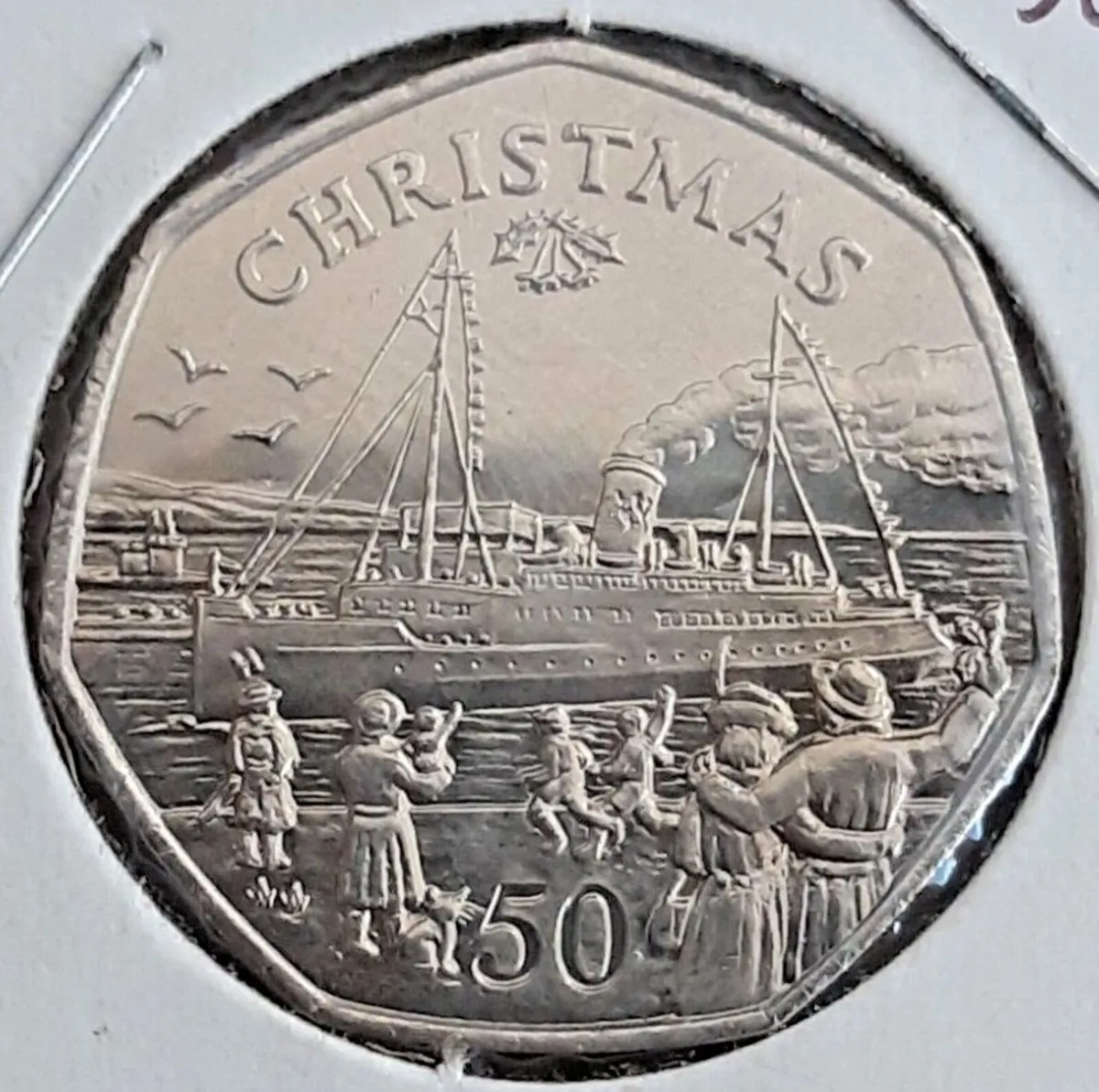 Rare, Christmas Isle of Man 50p. 1990, Free Post - Image 1