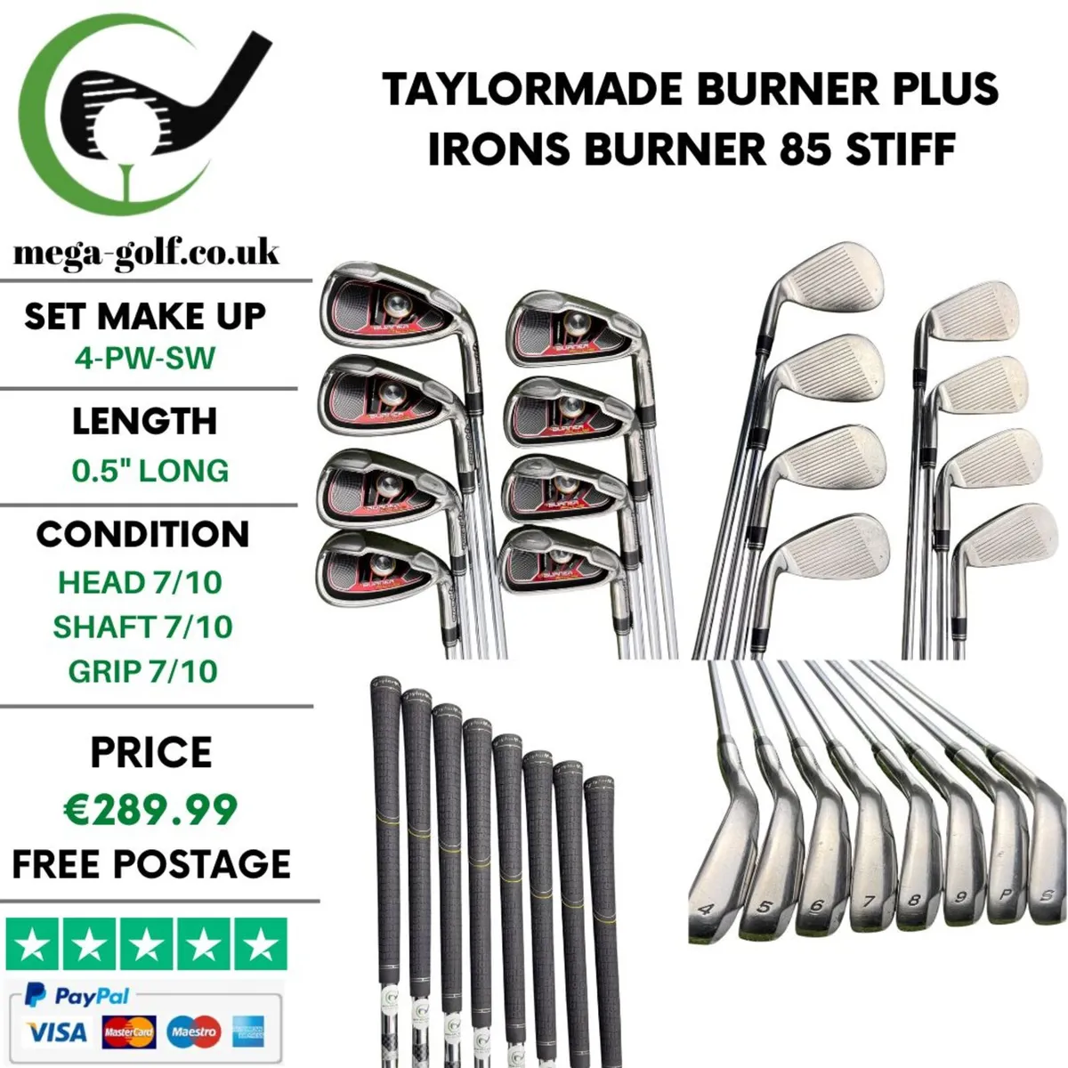 Taylormade Burner Plus Irons / 4-Pw-Sw / Stiff - Image 1