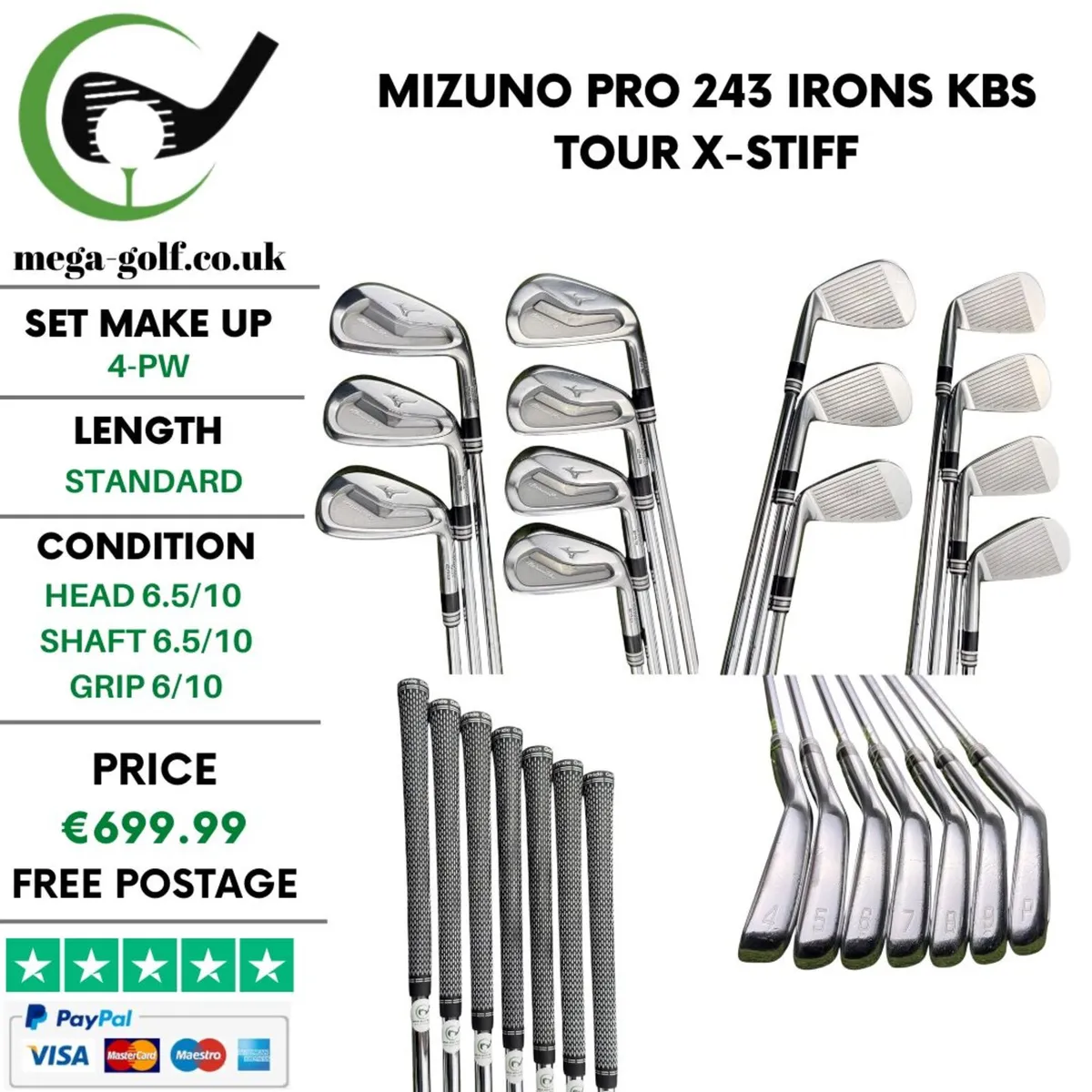 Mizuno Pro 243 Irons / 4-Pw / Kbs Tour X-Stiff - Image 1