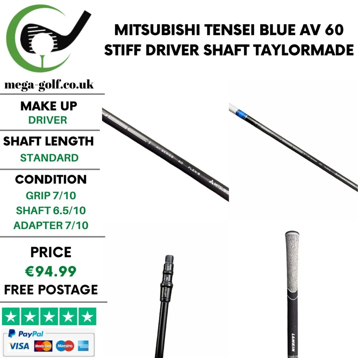 Mitsubishi Tensei Blue AV 60 Stiff Driver Shaft - Image 1
