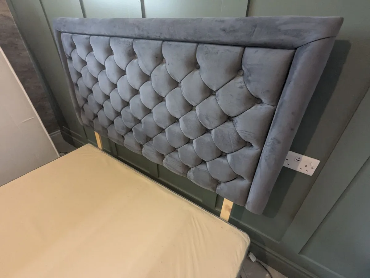 King size Divan Base & Large Suede headboard - Image 1