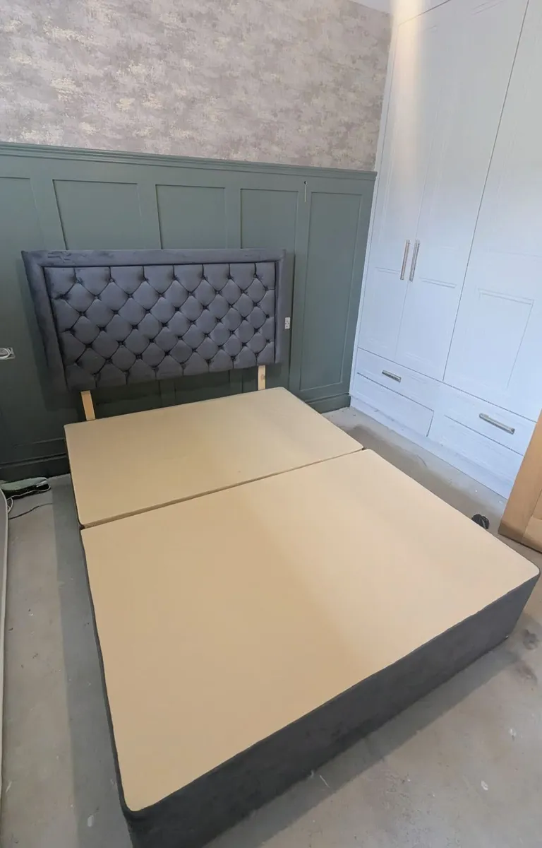King size Divan Base & Large Suede headboard - Image 2