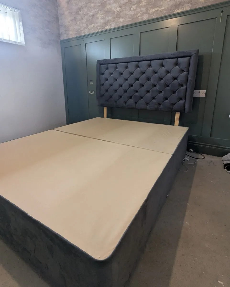 King size Divan Base & Large Suede headboard - Image 3