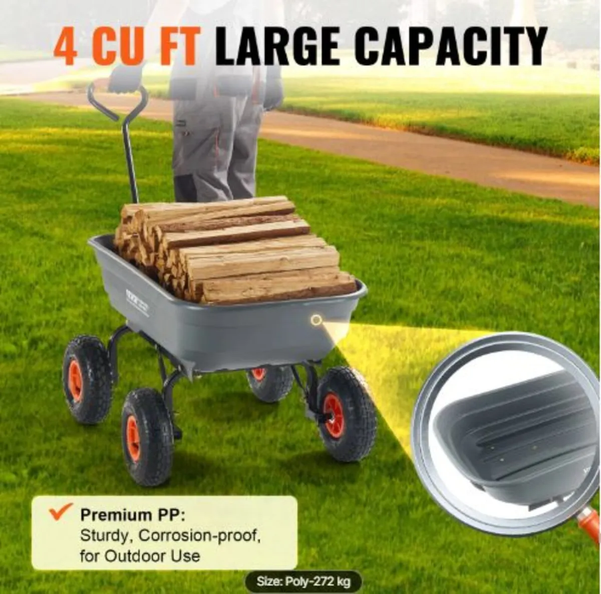 Dump Cart, Poly Garden Dump Cart with Easy - Image 3
