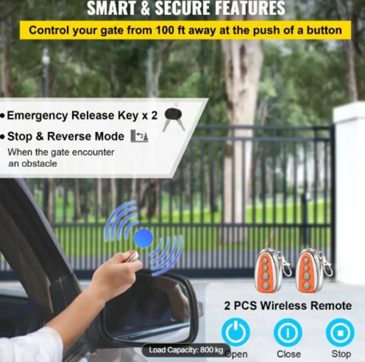 Sliding Gate Opener, AC600 1400Lbs with 2 Remote - Image 3