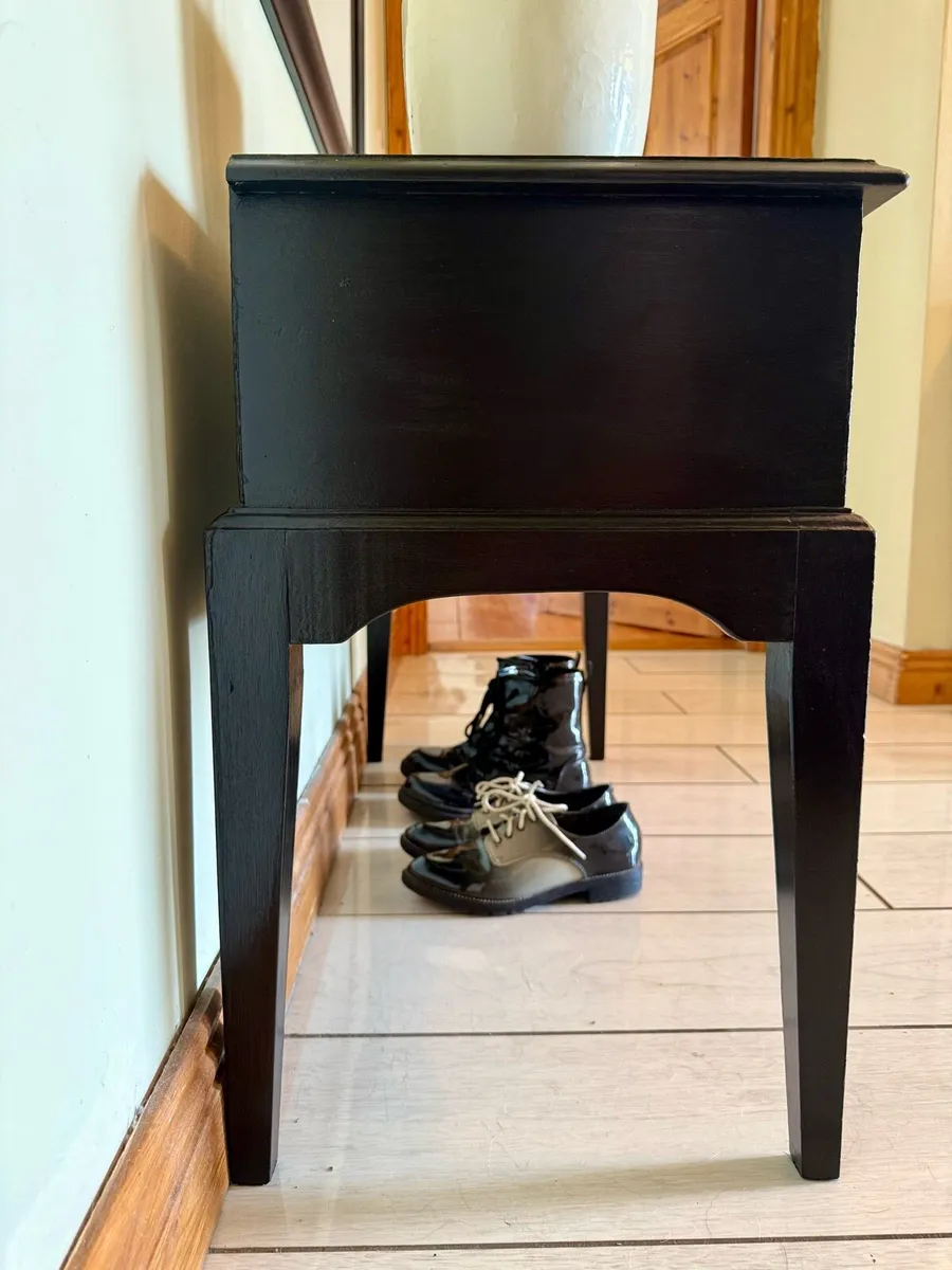 Satin Black Entryway Set Hallway Bench & Mirror - Image 2