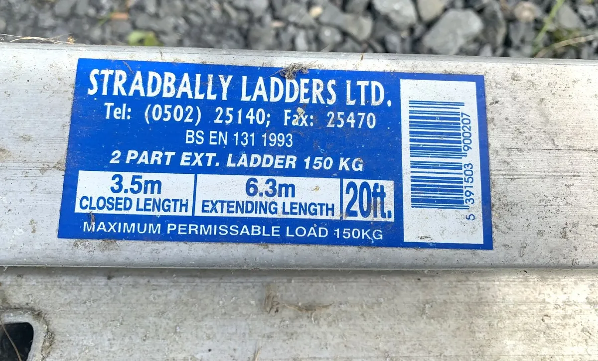 Ext Ladder (Stradbally Ladders)  20ft (6.3mt) - Image 2