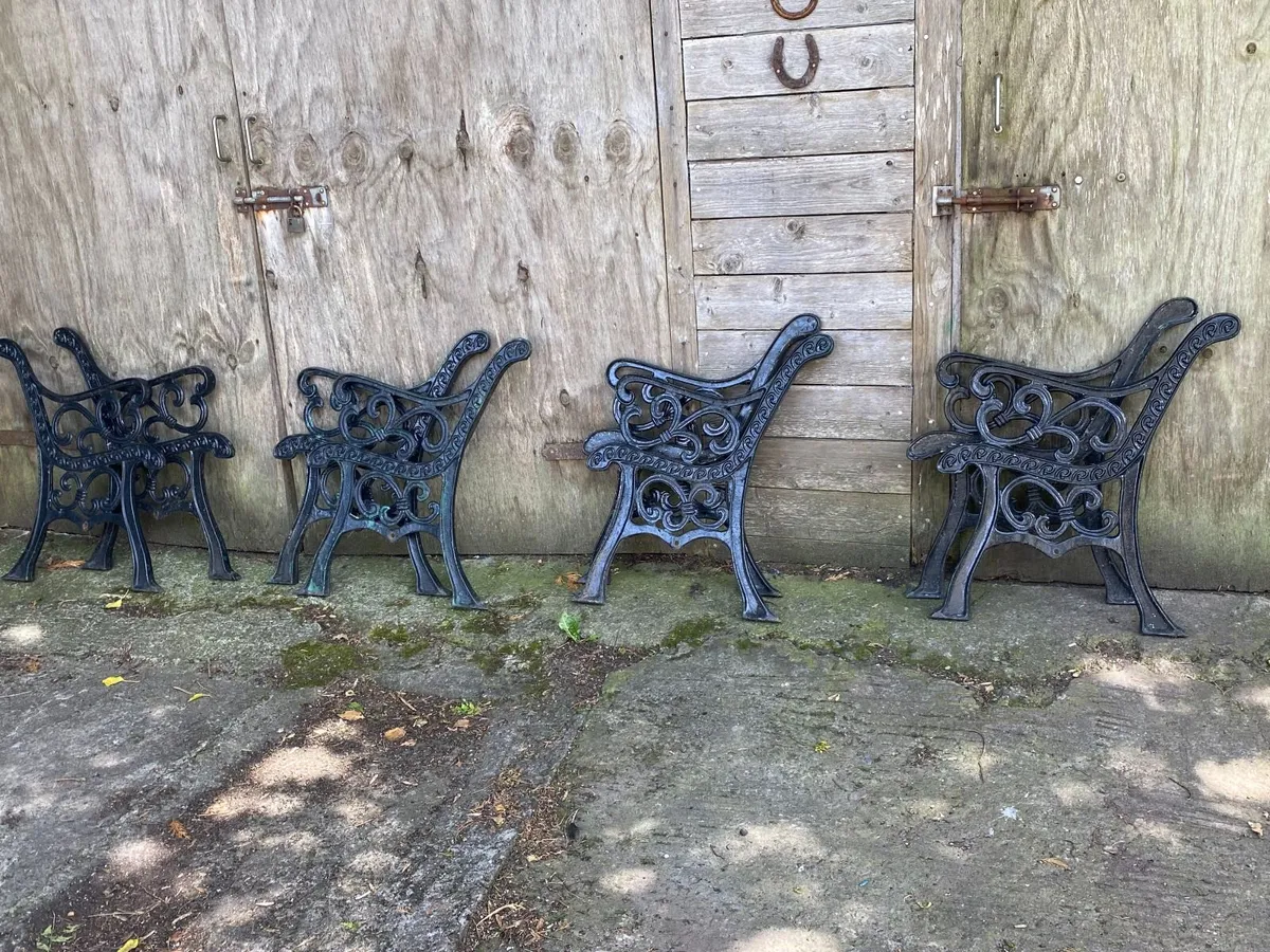 Vintage Cast Iron Bench Ends(4 X Pairs) - Image 2