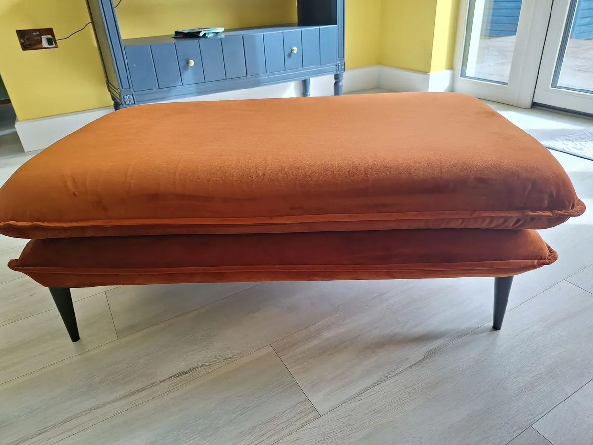 Maeve Velvet Footstool Rust Orange - Image 2